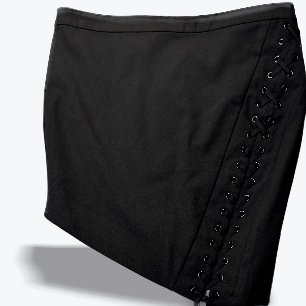 Michelle Mason Mini Skirt Asymmetrical Lace Up Edgy Modern Goth Grunge‎ Womens 0